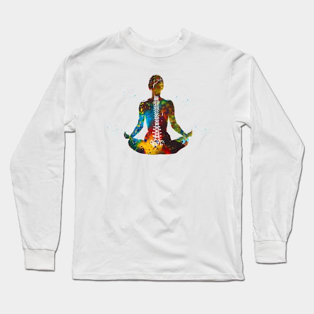 Meditating Woman Long Sleeve T-Shirt by erzebeth